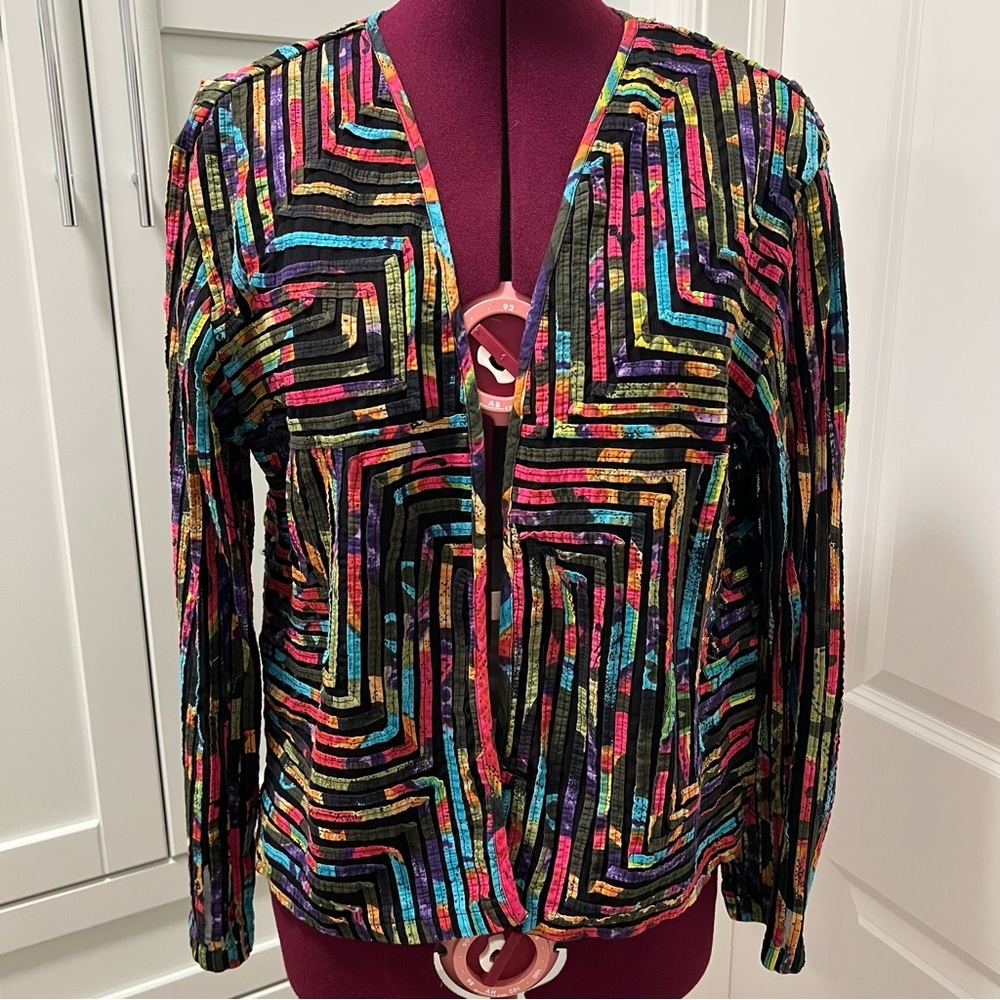 Vintage CHICO'S Decorative Artsy Multi-colored Jacket Size 2
